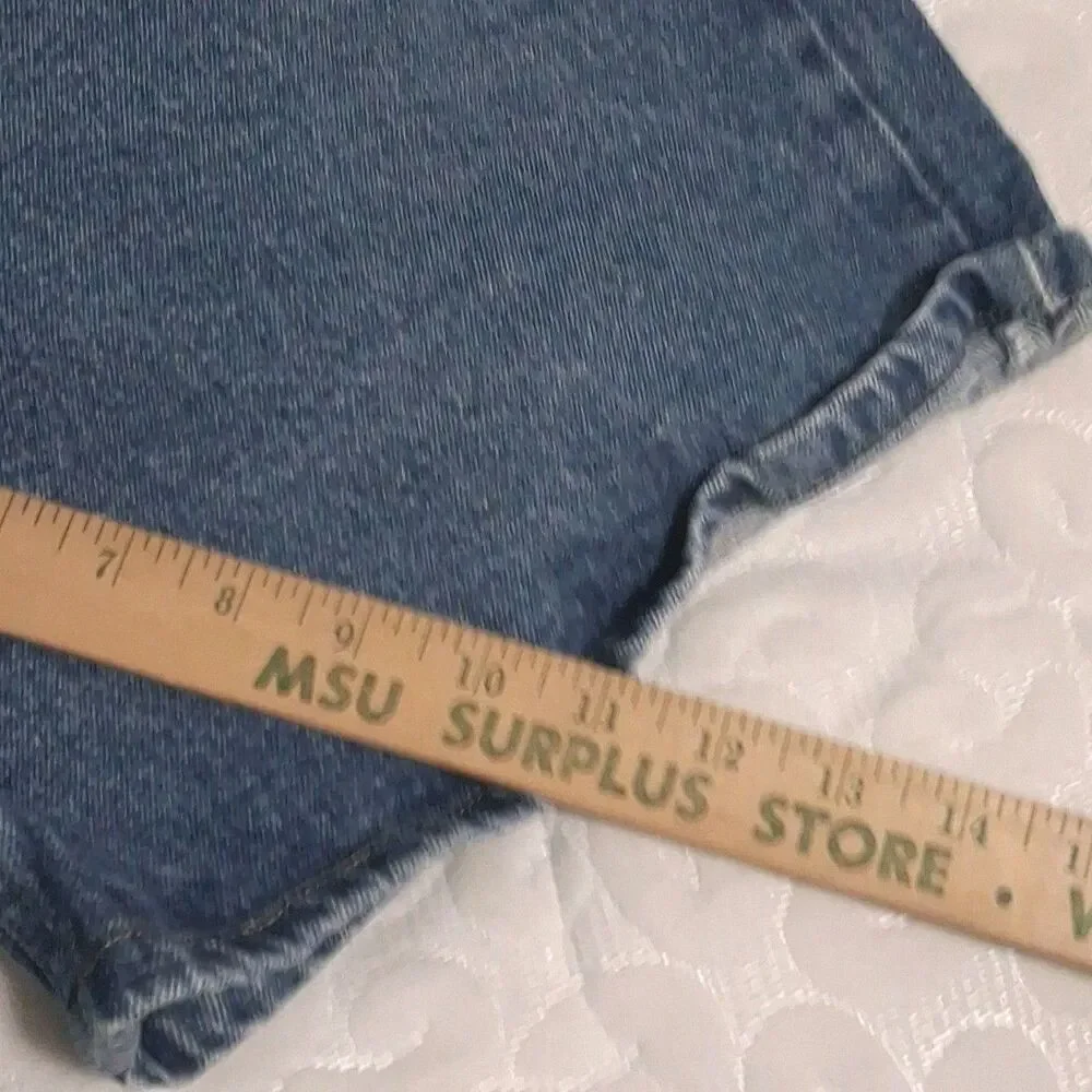 Sz 46 Wrangler Authentics Blue Denim Shorts Mens Raw Hem Heavyweight Cotton